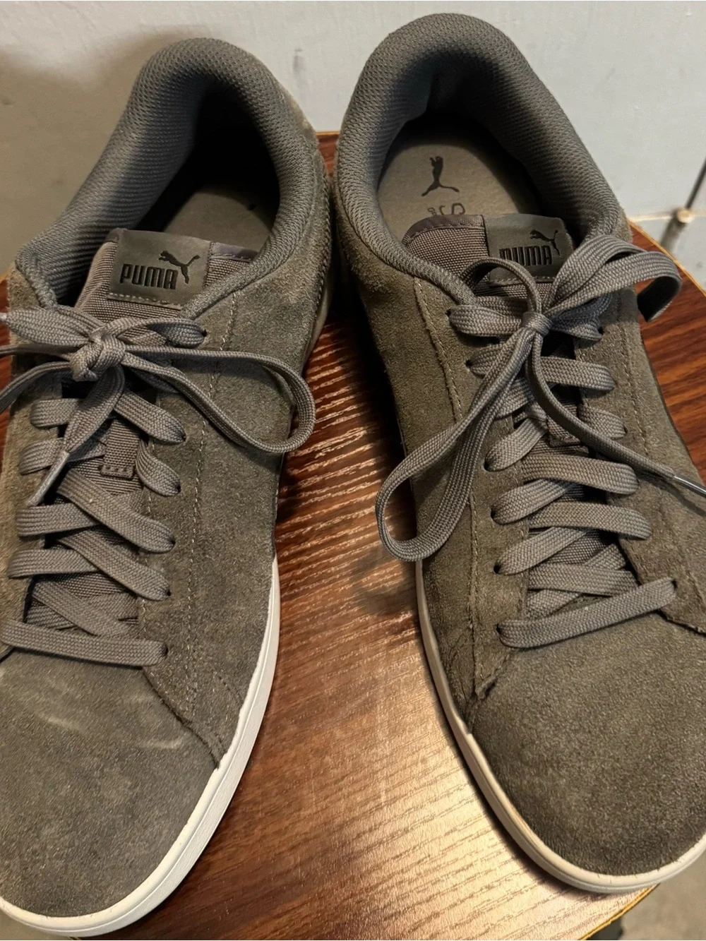 Puma Gray Suede Low-Top Sneakers